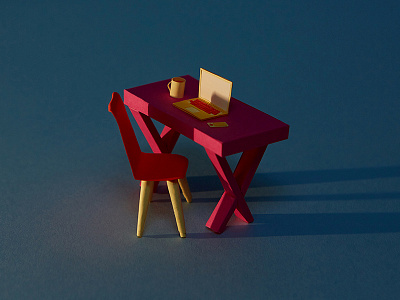 Still computer desk focus lab laptop office paper craft stop motion