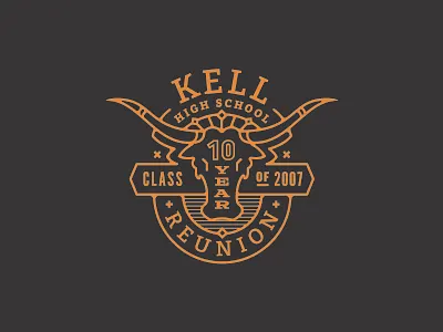 Reunion Badge badge black high school illustration monoline orange reunion