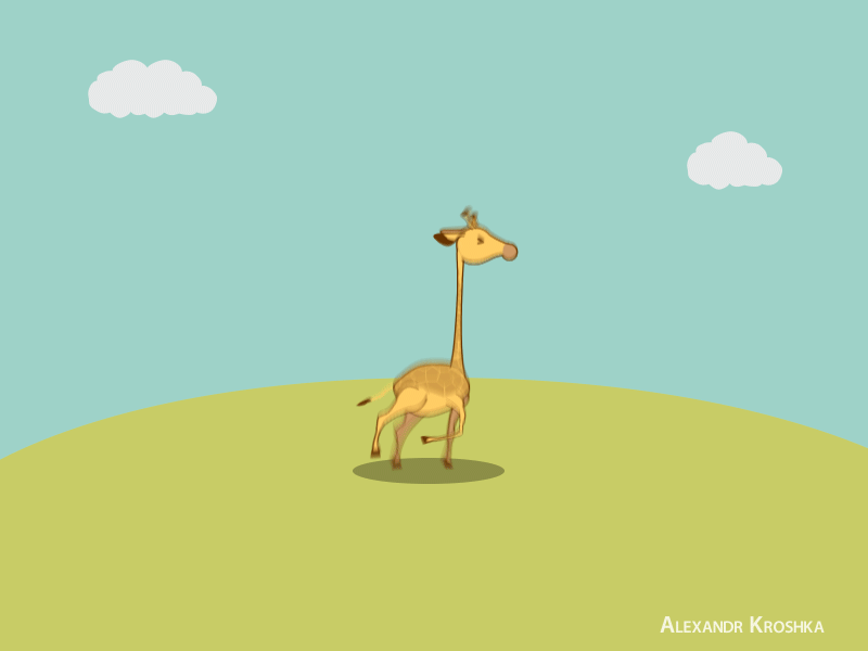 Giraffe 2d after effect character flat giraffe run