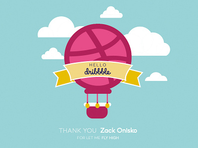 Hello dribbble airballoon dribbble first shot fly invite