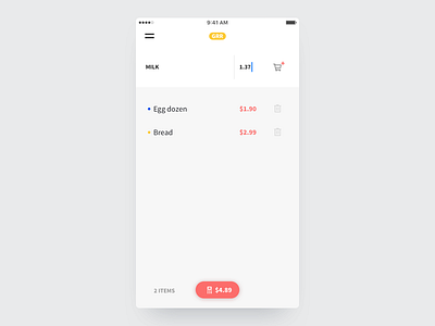 Grroceries app budget clean flat groceries ios list market minimal ui ux