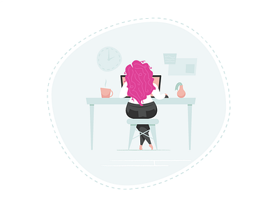 Workin' designer desk freelance hair illustration style vector vector illustration work workspace