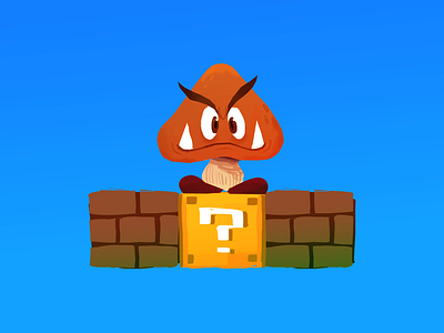 Pesky Goomba art digital painting drawing goomba illustration mario nes nintendo old school photoshop super mario bros video games