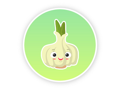 Garlic cartoon character cute design flat gradient icon illustration turnip vector