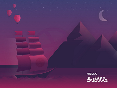 Hello Dribbble! debute illustration landscape