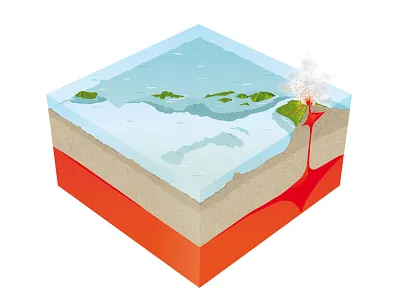 Active volcanoes of Hawaii 3d cross section hawaii illustration isometric verctor volcanoe
