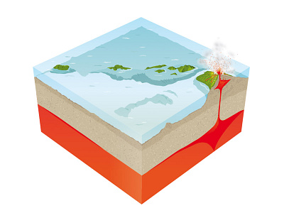 Active volcanoes of Hawaii 3d cross section hawaii illustration isometric verctor volcanoe