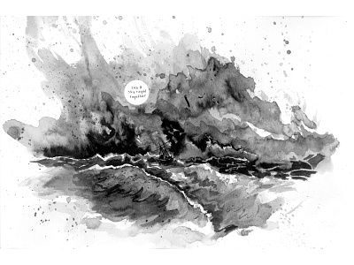 Family Epic, Part 1, Page 6 black and white comic book comics donut family illustration ink wash sailing watercolor writing