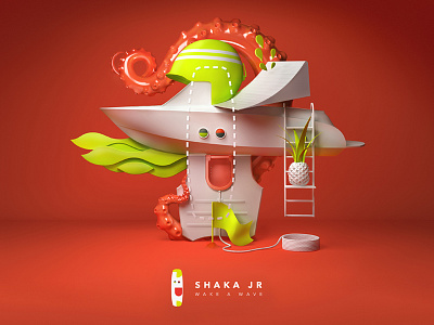 Shaka Jr. - Nobile Wake 3d add adventure art c4d cgi cinema4d illustration nobile saatchi set wake