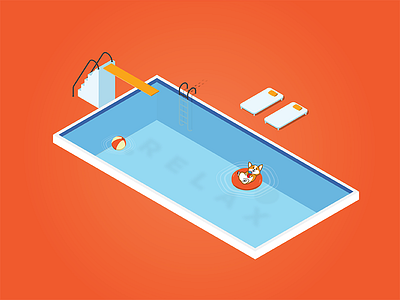 R E L A X corgi flat isometric pool summer swimming