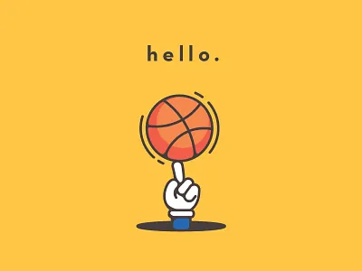 Hello Dribbble ball basketball debut dribbble first icon illustration invitation invite shot