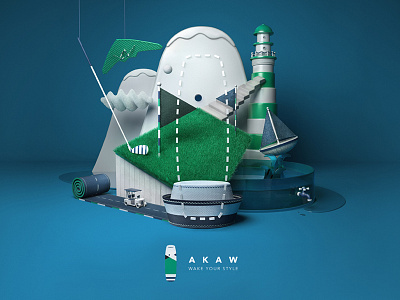 Akaw - Nobile Wake 3d add adventure art c4d cgi cinema4d illustration nobile saatchi set wake