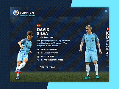 Man City - Ultimate XI football horizontal interactive manchester scrolling selection team web app website