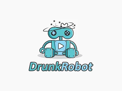 Drunk Robot Logo Concept concept drunk gaming logo mascot robot youtube