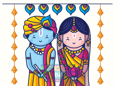 Radha Krishna Wedding Invitation creative indian invitations cute ecard einvitation hindu iconography icons indian illustrator invitation krishna radha vector