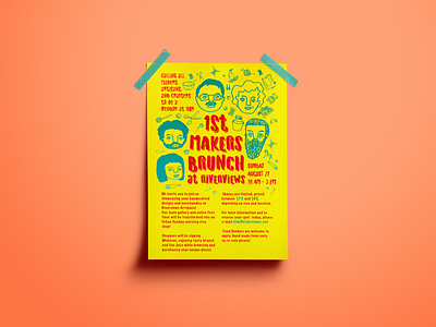 1st Makers Brunch Failed Poster craft design doodle faces graphic illustration market poster print yellow