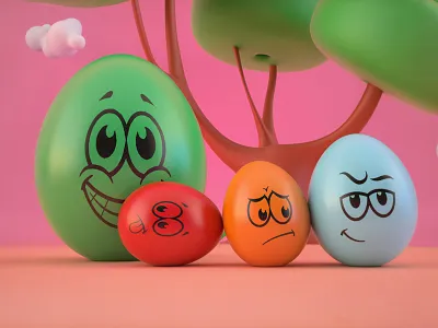 Eggs 3d big cute eggs funny happy