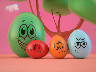 Eggs 3d big cute eggs funny happy