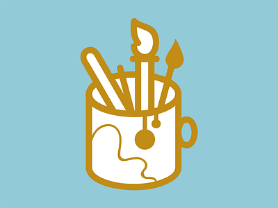 Painter's Cup Pin art artist creative illustrator mug painter simple vector