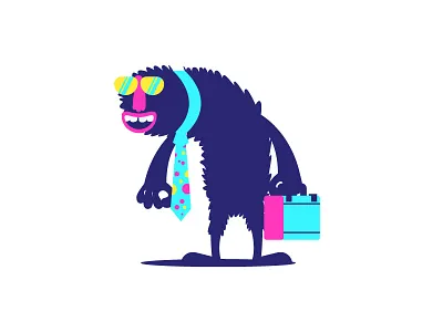 Business big nose briefcase business graphic design hairy happy illustration monster