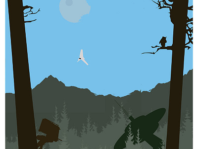 Endor blue brown green poster silhouette star wars