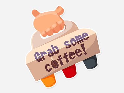 Grab some coffee 2d coffee hipster illustration smile sticker