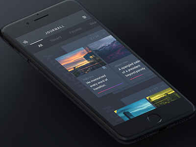 Magazine - journal app article blog card dark journal magazine news paragraph read text ui