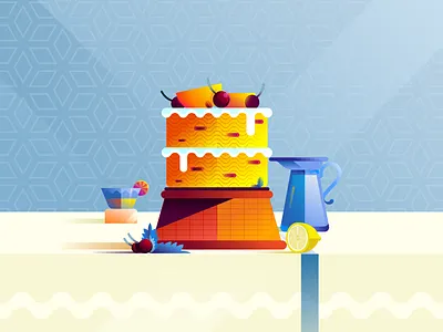 Lemon-stone fruit cake.. cake cake vector food food lover food vector foodie gradient illustration