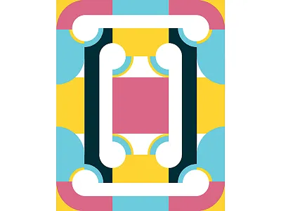 Geometric Poster Series 2, Poster #4 blue colorful geometry graphic design illustration modern pink playful poster print design yellow