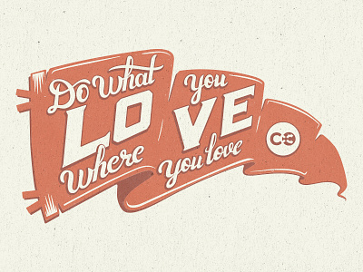 Pennant brush script do what you love flag illustration love new orange pennant retro script typography