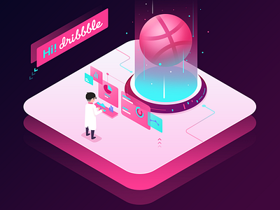 Hi Dribbble debuts dribbble hello illustrator isometric ps shot