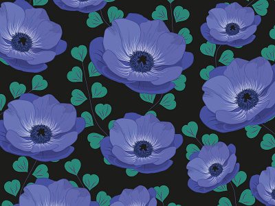 Anemones Rectangle botanic floral flowers nature pattern pink spring