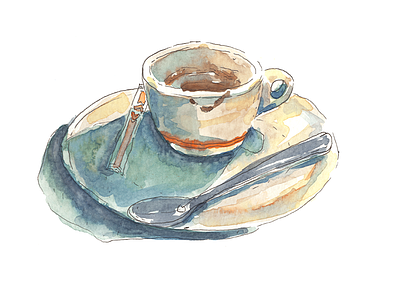 Coffee break coffee cup emotional illustration sketch watercolor watercolour