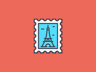 Paris Stamp design flat icon illustration line paris stamp