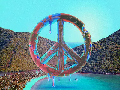 Lost hippie paradise 3d abstract art c4d cinema4d colorful painting peace render