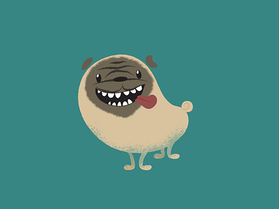 Mr. Pug cartoon dog flat midcentury organic pooch pug pup texture