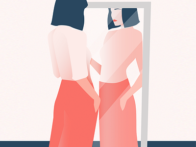 Illustration blog drawing fashion illustration minimalistic mirror vector woman