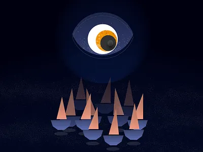 Nocturna blu boat dark fables hypebang illustration mammadrau night nocturna sicily tales