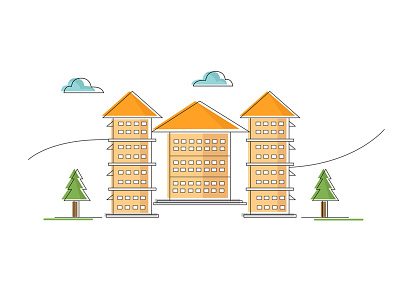 Building building cloud green illustration tree