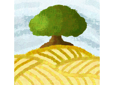 Oak n Wheatz brushes farm field hills hollow oak photoshop shading tree wheat
