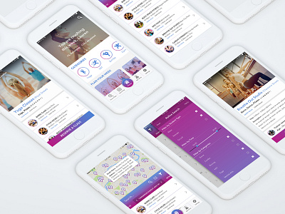 Fitness App Concept UI kit app banner class design filter fitness gym map membership ui ux yoga