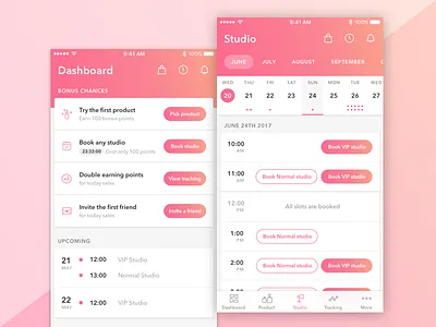 (WIP) New Lady App app booking dashboard femine