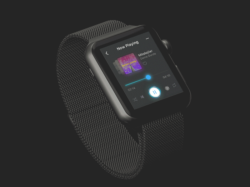 Music App #3 for Apple Watch animation app black concept design interaction music principle sketch ui ux