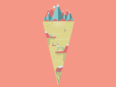 Landscape-Cone bird ice ice cream lake landscape mountain outdoors plants snow sun