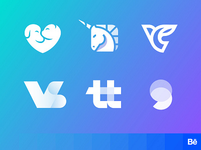 First Behance Multiple Owners Project | 24 logos of 4 designers abstract minimal minimalistic brand branding identity cat dog vc icon icons mark logo logos collection logofolio portfolio showcase monogram illustration lettering multiple top futuristic technology pet unicorn vs g tt