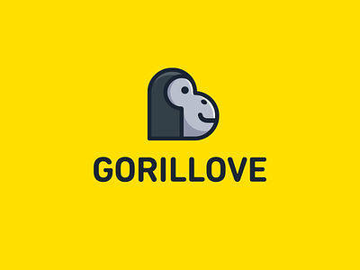 Gorillove animal care brand branding cute fun funny geometry geometric gorilla ape monkey heart love illustrative illustration logo identity mark symbol nonprofit cartoon simple minimalist smart clever