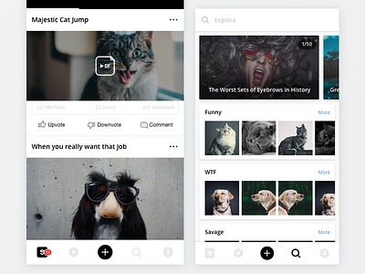 #Exploration | 9gag App 9gag android android app app cat dog funny mobile app mobile app design ui design ux design wtf