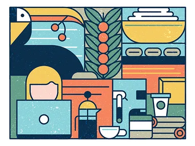 Coffee brewing cafe coffee coffee bean espresso latte roaster toucan working