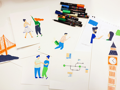 Blog post illustrations colours design drawing graphic illustration london organisation posca san francisco team ui ux