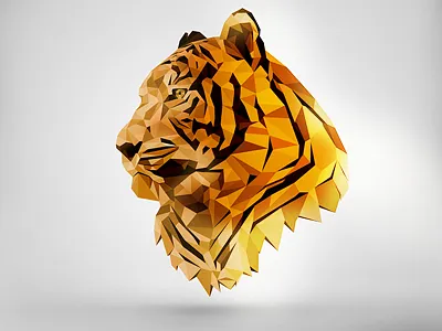Polygon Tiger animal black design illustration polygon tiger vector wild yellow